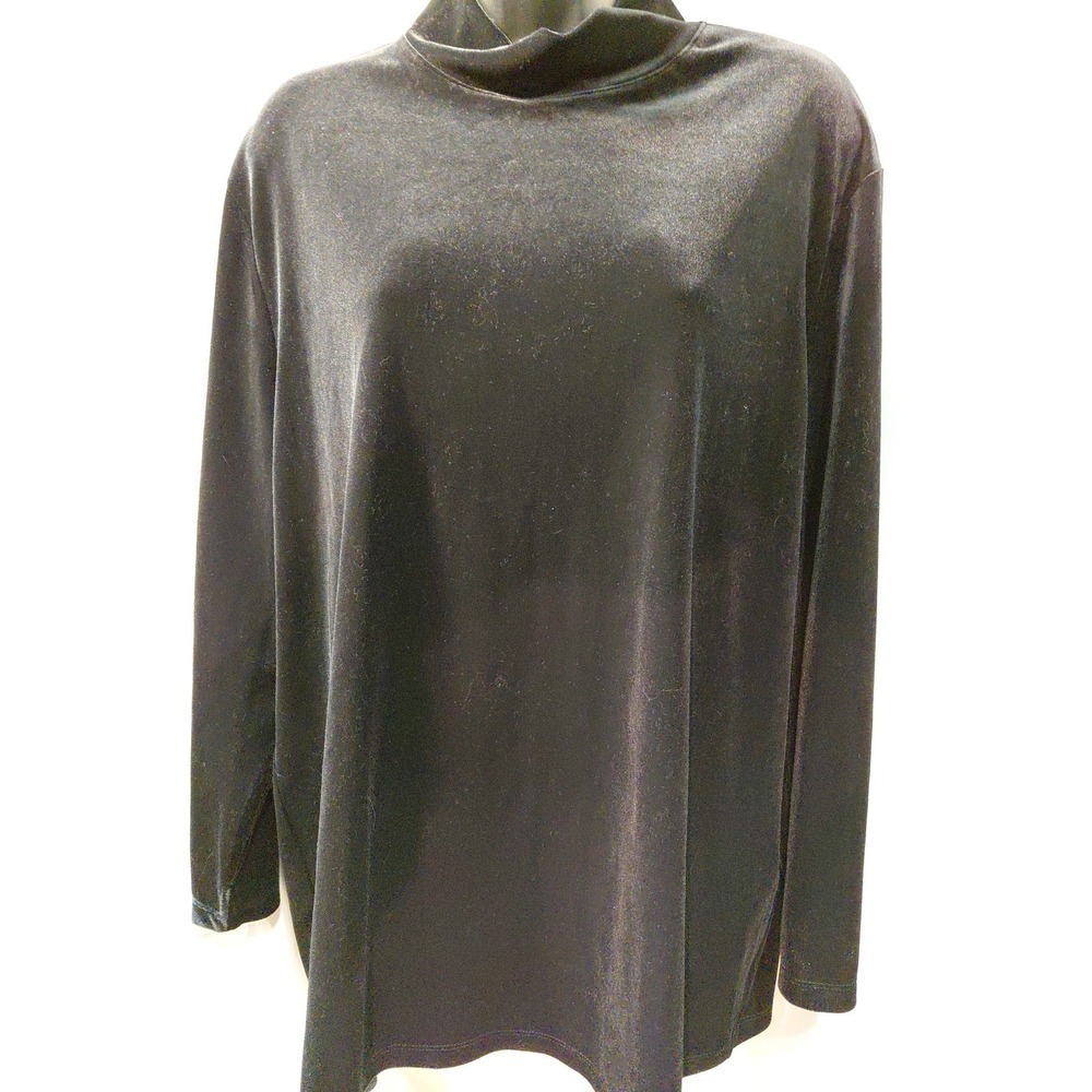 New Anne Klein 90s Y2k Black Velvet Mock Neck Top Women XS Whimsigoth Fairycore